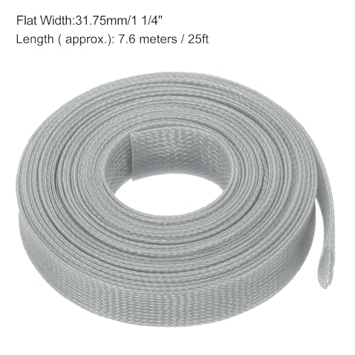 uxcell Expandable Sleeving, 1 1/4-inch 25ft Cable Sleeve, Gray - color: Gray, size: 1 1/4-inch x 25ft
