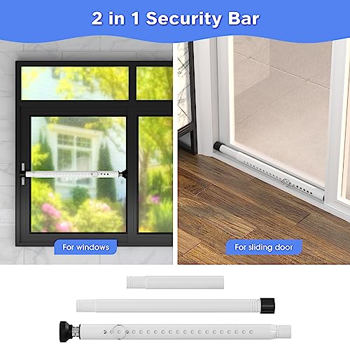Sliding Door Security Bar,2Pcs 16 to 51 Inch Inside Sliding Patio Door Window Security Bar Stopper, Adjustable Window Locks Security Bars for Home Apartment Security, Sliding Glass Door Lock Hardware - color: White, size: 2 Pieces
