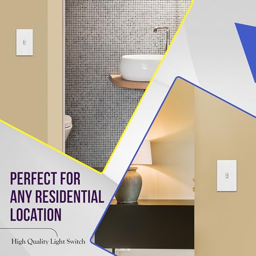 ENERLITES Toggle Light Switch with Screwless Wall Plate, Single Pole, White - color: White, size: Switch with Screwless Wall Plate