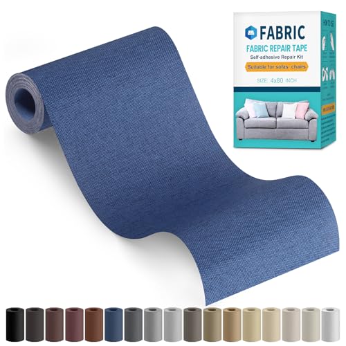Fabric Repair Tape, 4" x 80" Self-Adhesive Linen Repair Tape Patch Kit Blue - color: Blue, size: 4" x 80"
