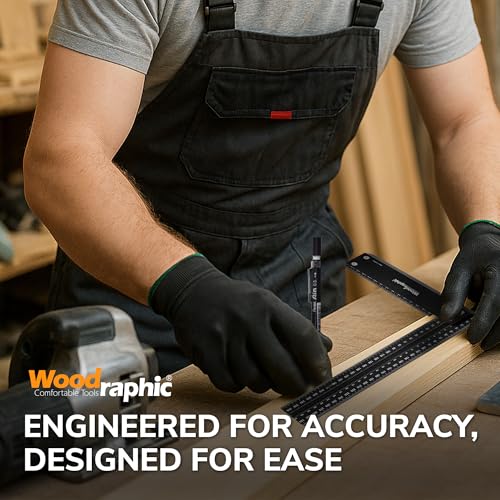 Combination Square for Woodworking – 4 Inch Triangle Ruler with Side Scale | CNC-Machined Aluminum Precision Layout Tool | 90 Degree Right Angle Framing & Marking Square - size: 4 Inch