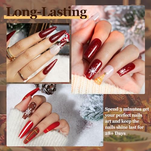 modelones Fall Gel Nail Polish Set 6 Colors, Brown Burnt Orange Burgundy - color: A A A1 Orange Burgundy