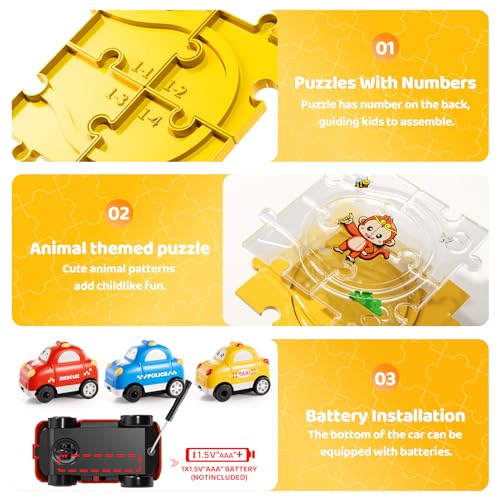 Beby Buty 64PCS Puzzle Race Cars Track Set Toys for Kids, Puzzle Racer Kids Car Track Set Ages 3-5 4-6, Toys Gifts for 3 4 5 Year Old Boys, 3 4 5 Year Old Boys Ideal Gift - style: 64 PCS Animal Theme