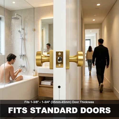 Interior Privacy Door Knob, Matte Gold 3 Pack - color: Matte Gold