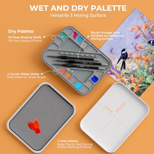 Nicpro Miniature Painting Kit with Wet Palette, Detail Paint Brush Drybrush - color: White