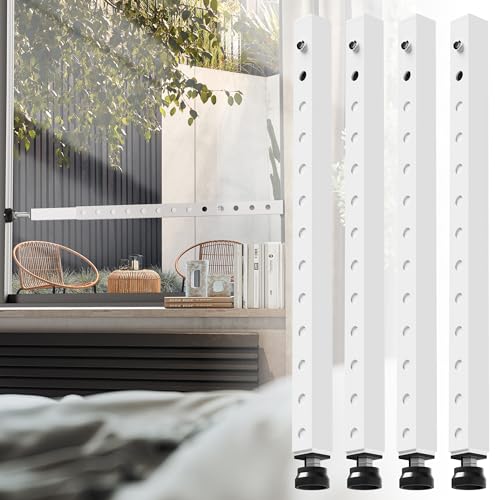 WooFog Window Security Bars Adjustable, Window Bars Security Inside Vertical, Heavy Window Ac Lock Bar with Rubber Feet for Up and Down Windows, 17-32 inch Double Hung Window Stopper -4 PCS Patented - size: 17" to 32"-4 PCS