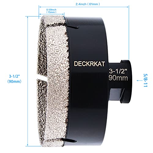 Diamond Hole Saw, 3-1/2" Hole Saw for Tiles Granite Marble Ceramic Glass Porcelain, 90mm Core Drill Bit with 5/8-11 Thread for Angle Grinders & Wet Polishers - size: 3-1/2"(90mm)