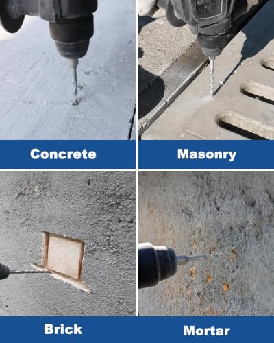 HIGHDRIL Concrete Drill Bit Set - 10Pcs 3/16" X2, 1/4" X3, 5/16" X2, 3/8" X2, 1/2" (6-inch Length) Carbide Masonry Drill Bit Kit, Hammer Drill Bits for Concrete, Brick, Stone, Granite - size: Kit 1