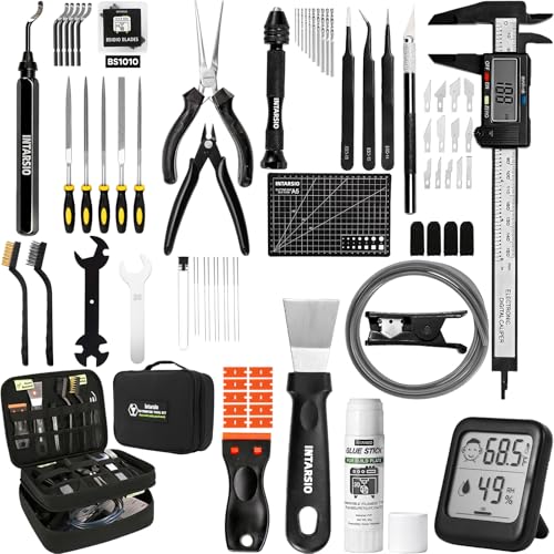 76pcs 3D Printer Tools Kit with Bag, 3D Printer Accessories includes Digital Caliper, Hygrometer, PTFE Tube Kit, Deburring Tool, Scrapers, Nozzle Cleaning, for Bambu Lab, Ender 3, FDM/SLA Printers etc - style: Ultra 3D Maker Version