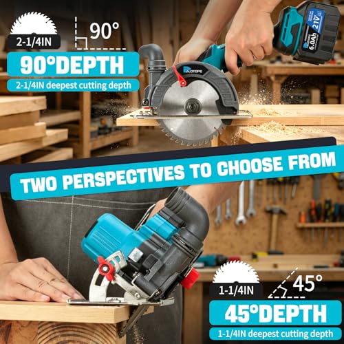 Cordless Circular Saw, 6"Brushless Circle Saw with 2x6.0Ah Battery
