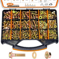 525PCS Metric Flanged Bolts and Nuts Kit, Grade 8.8 M6 M8 M10 Hex Flange Head Metric Bolts Screws Assortment, Automotive Grade Metric Bolts with Handy Storage Case - size: 525pcs Flanged M6 M8 M10