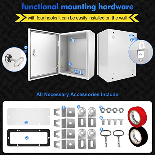 TOCRETOARE Outdoor Electrical Junction Box, 12 x 10 x 6'' NEMA 4X Enclosure Box, Wall Mounted IP66 Waterproof & Dustproof Lockable Metal Junction Box - size: 12"x10"x6"
