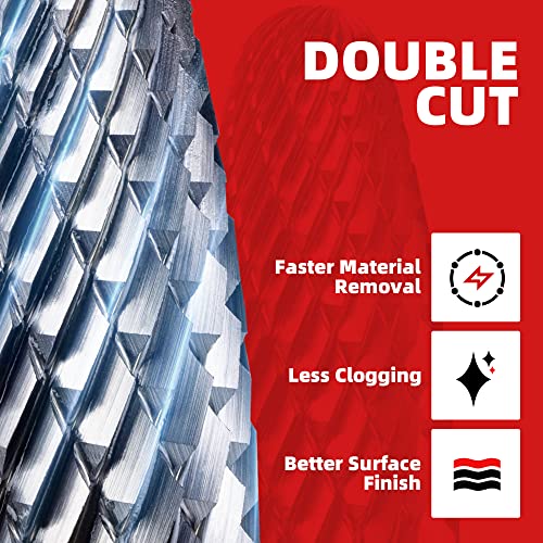 EZARC Tungsten Carbide Rotary Burr Bit, SF-5 Double Cut, 1/4-Inch Shank - style: SF-5