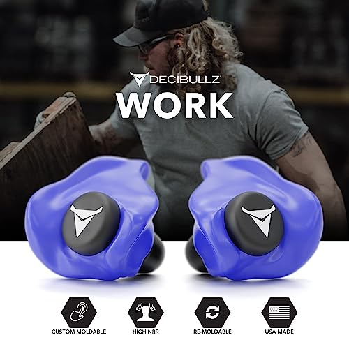 Decibullz Custom Molded Ear Plugs, 31dB NRR Shooting Ear Protection (Blue) - color: Blue