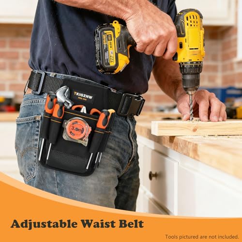 Tool Belt Pouch, Tool Pouch with 7 Pockets, Utility Belt with Hammer Holder, Tear Resistant 900D Oxford Fabric, Adjustable for Men Women Electrician Carpenter, Construction