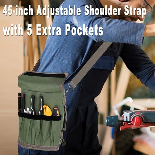 Heavy Duty Roll Up Tool Bag Organizer w/Detachable Pouches, Gifts for Men - color: Black