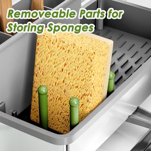 Ewaiira Stainless Steel Sink Caddy, Sponge Holder for Kitchen Sink 9.8″ - color: C-gray