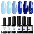 modelones Blue Gel Nail Polish Set 6 Colors Light to Dark Shade Ocean Range - color: A A A1 Blue Shades