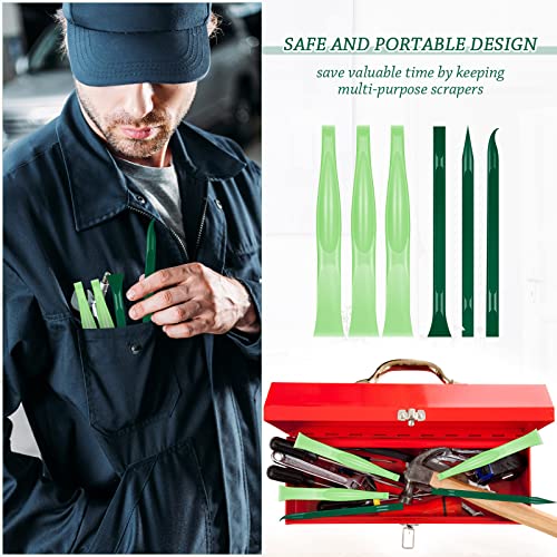 Honoson 6 Pcs Non-scratch Plastic Scraper Cleaning Tool, Green Color - color: Green Color