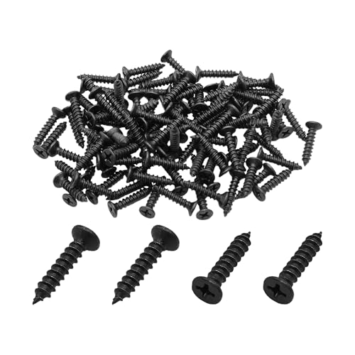 100PCS #8 x 3/4" Black Phillips Flat Head Wood Screws Carbon Steel Self-Tapping Fasteners for Indoor Furniture Woodworking DIY Projects Cabinet Assembly Hardware - size: #8 x 3/4"
