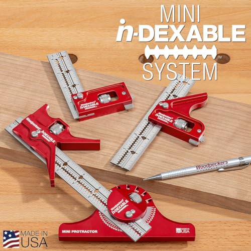 Woodpeckers inDexable Square System, 4 Inch Center Finder, Feature Packed Compact Woodworking Square - color: Mini, style: Center Finder