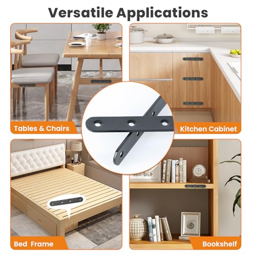 Alise Flat Bracket ,5 Inch Black Mending Plate Flat Brace for Wood Shelves - color: Black, size: 5 Inch