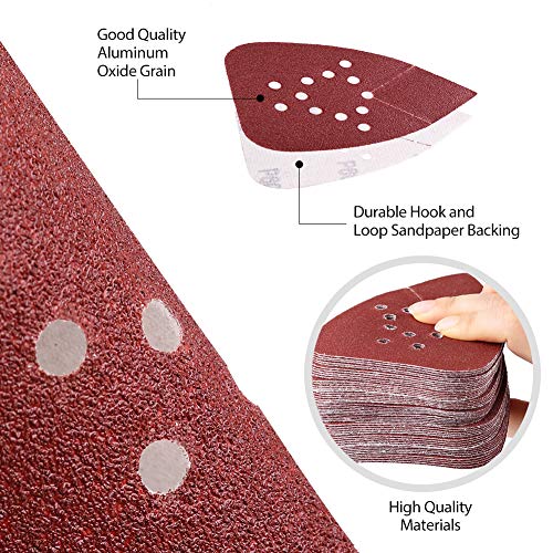 LotFancy 60 Grit Sanding Pads for Black and Decker Mouse Sanders, 12 Hole Hook and Loop Sandpaper - Detail Palm Sander Sanding Sheets, Pack of 50 - size: 60 Grit