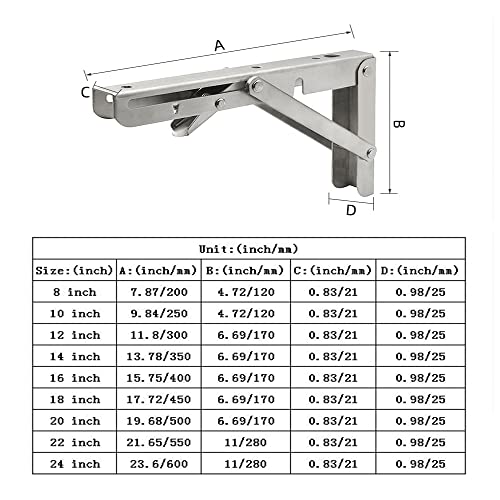 24 Inch Folding Shelf Brackets, 2 Pack Stainless Steel Heavy Duty L Bracket - color: Silver, size: 24 Inch
