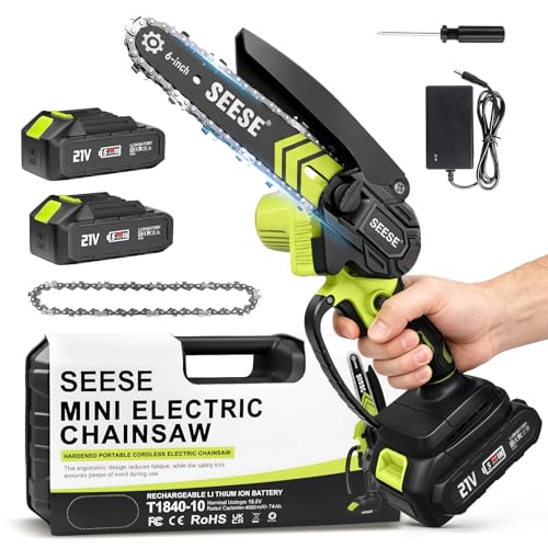 6-inch Mini Chainsaw Cordless: Pure Copper Brushless Motor, High Efficiency, Low Noise, Up to 80-Min Runtime for Trimming, Shrub Pruning and Wood Cutting, Best Gifts for Father, Dad, Husband, Men