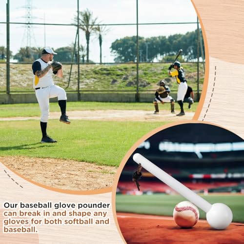 Hollowfly Baseball Glove Mallet 12 Inch Baseball Softball Glove Shaping Hammer with Leather Rope- Quick Create Ball Shaped Pocket for Softball - color: White