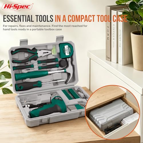 Hi-Spec 4V USB Electric Screwdriver Tool Kit for Home Repairs, Green - color: Green