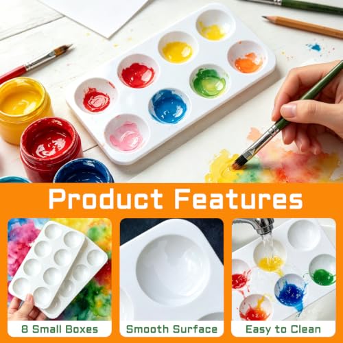 21 PCS Rectangular Paint Tray Palettes for Kids Paint Palettes with 8 Wells - color: 21pcs White
