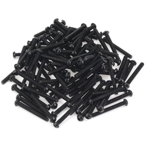 105 Pieces M2 x 16mm Button Head Socket Cap Screws, Thread Pitch 0.4mm, Sutemribor M2 Black Screws, 10.9 Grade Alloy Steel, Black Oxide Finish, Fully Threaded - size: M2 x 16mm, style: Button Head