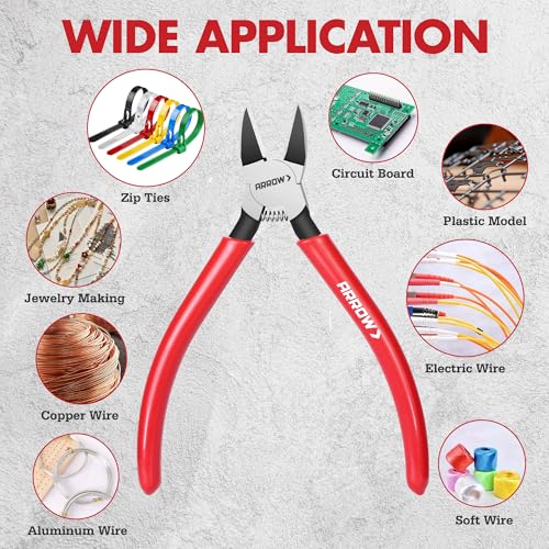 ARROW 6" Precision Wire Cutters, Precision Flush Cut Diagonal Pliers - size: 6 Inch