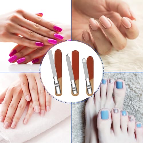 Stainless Steel Nail File (3 Pack) for Natural Nails, Metal Nail Files with Sharp Pointed Tip Fingernail File Sheath Case Double Sided Reusable Flat File Manicure Tool Home Salon Travel Use Men Women - size: 3 Pack Stainless Steel Nail File with PU Case