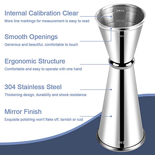 Briout Double Cocktail Jigger for Bartending, 2 OZ & 1 OZ, Rolled Edge - color: Silver, size: Rolled Edge-1oz/2oz-1PC