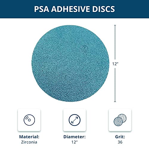 Benchmark Abrasives PSA No Hole 12 Inch Sanding Discs Adhesive Back with Zirconia Grains Automotive DA Orbital Sander Sandpaper - 12 Inch Sanding Disc - Surface Blending (5 Pack), 36 Grit - style: 36 Grit