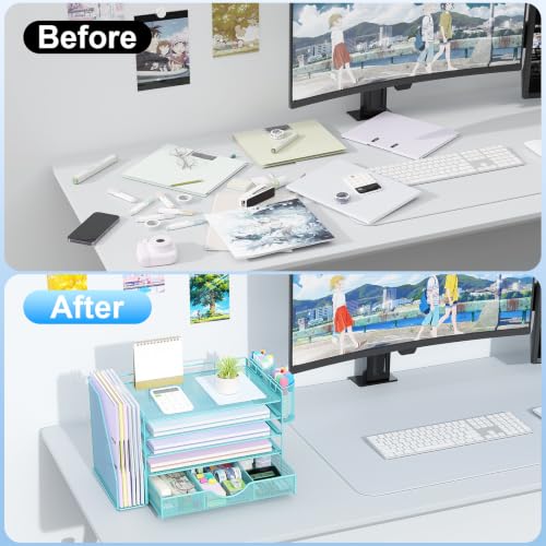 gianotter 5-Tier Desk Organizer with Drawers and File Holders - color: Blue, size: 5T
