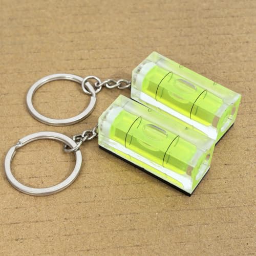 2Pcs Magnetic Bubble Levels 15x15x40mm Key Ring Style Magnet Square Bubble Spirit Level Small Tool Leveling Kits Magnetism - color: Magnetic