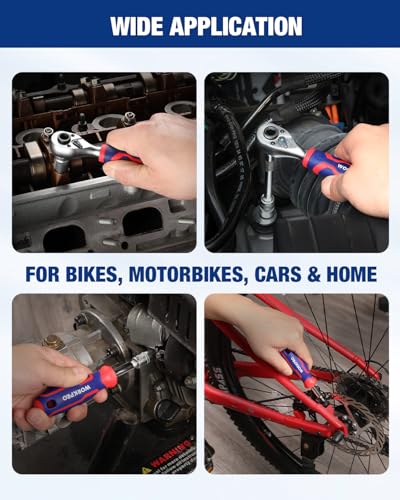 WORKPRO 34 PCS 1/4" Drive Mini Socket Ratchet Wrench Set, Socket & Bit Head - style: Dual-Head Ratchet Bit-Rich Set
