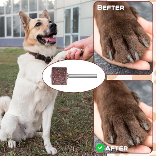 Dimeho 42 Pcs Pet Nail Grinder Replacement Kit with Grit Sanding Bands Pet Dog Nail Smoother Sanding Drum Set Pet Claw Grooming Supplies for Dog Claw Care (80#/120#)