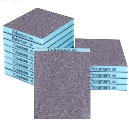 12 Pack Sanding Sponge, Washable and Reusable Sanding Blocks 100 Grit Wet Dry Sand Paper for Wood Drywall Metal Furniture - size: 100 Grits