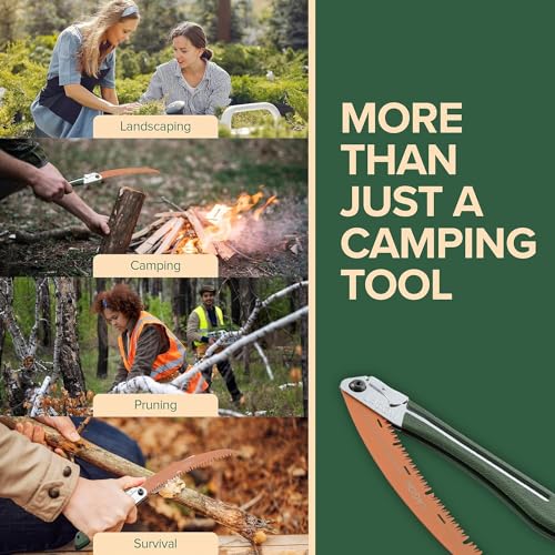 LAGOM Folding Camp Saws for Cutting Branches – 2 Pack (11.4" & 8.2") | SK5 Steel Blades, Ergonomic Handle, Secure Lock | Foldable Tool for Camping, Gardening, Survival, Kayaking, Outdoors - style: Combo 11.4" & 8.2"
