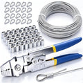 Twidec/Wire Rope Crimping Tool Kit Up To 2.2mm Swaging Tool With 165FT 1/16'' 304 stainless steel Wire Rope And 150PCS 1/16''Aluminum Crimping Loop Sleeve 20PCS Wire Rope Thimbles - style: 165FT