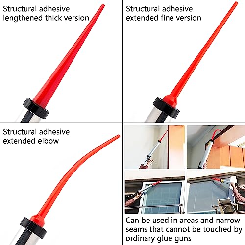 3 Pack Red Caulking Nozzle for Sausage Caulk Gun, Reusable Epoxy Replacement Extension Applicator Cap