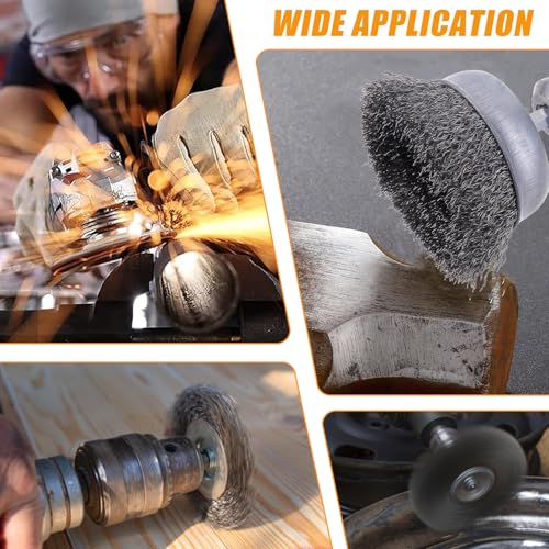 9Pcs Wire Brushes for Cleaning Rust, Small Wire Brush, Wire Wheel for Drill Steel Brush for Cleaning with Nylon, Brass, Stainless Steel, and Carbon Steel Bristles - 7-Inch Handle & 1/4-Inch Hex Shank