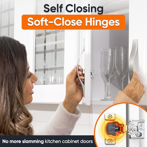 Decobasics 50 Pack Soft Close Cabinet Hinges – 1/2" Overlay for Kitchen Cabinet Doors, Slow Self-Closing Concealed Hidden Hinges for Face Frame –Stainless Steel, 3-Way Adjustable & Quiet Close Damper - size: 1/2 Inch