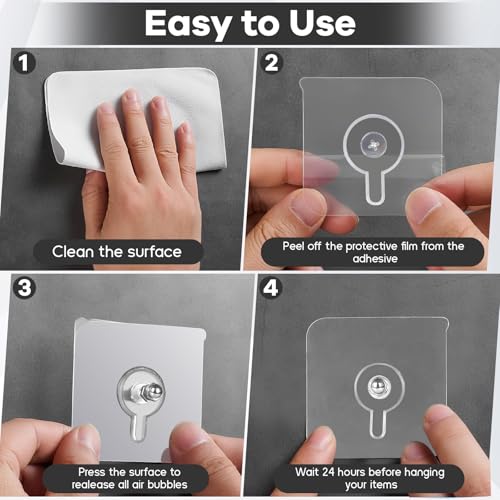15 Pack Self Adhesive Picture Hooks Without Nails,13 lbs Load Heavy Duty Sticky Hooks(16 mm) for Hanging,2 in 1 Reusable Waterproof and Oilproof Hooks for Kitchen, Bathroom, Home, Office - size: 15 Pack, style: 13 lbs(2.2*2.2in)