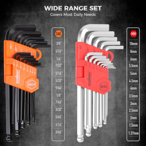 HORUSDY 48-Piece Ratcheting Wrench Set, Metric 6-18mm & SAE 1/4-3/4", Cr-V Steel 72 Teeth Ratchet Wrench with Roll Up Pouch and Hex Keys - style: 48pcs Metric&SAE Ratchet Wrench Set