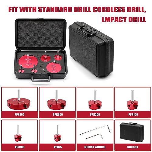 PVC Pipe Reamer, 6 Piece Plastic PVC Pipe Fitting Saver Kit Fit into Standard 1/2" Drills PVC Socket Saver Tool Contains 3/4inch, 1inch, 1-1/2inch, 2inch, 3inch, 4inch Head